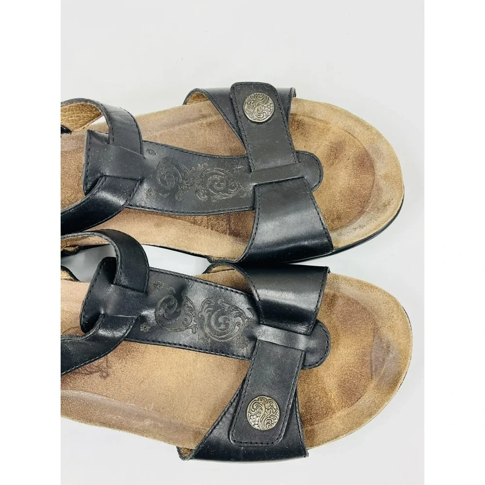 Dansko Pasha Black Tooled Leather Strappy Comfort Sandals Shoes EU 42 US 11